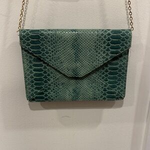 Urban Expressions Teal Snakeskin Clutch